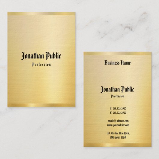 フェイク金ゴールドアクラシックメリカ文字ヴィンテージテンプレート 名刺