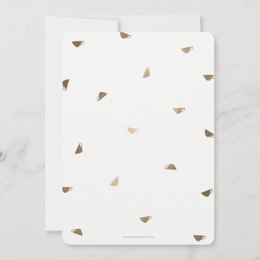 フェイク金ゴールドアフタヌーンティーブライダル/ウェディングシャワー 招待状 (裏面)