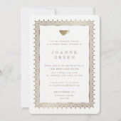 フェイク金ゴールドアフタヌーンティーブライダル/ウェディングシャワー 招待状 (正面)