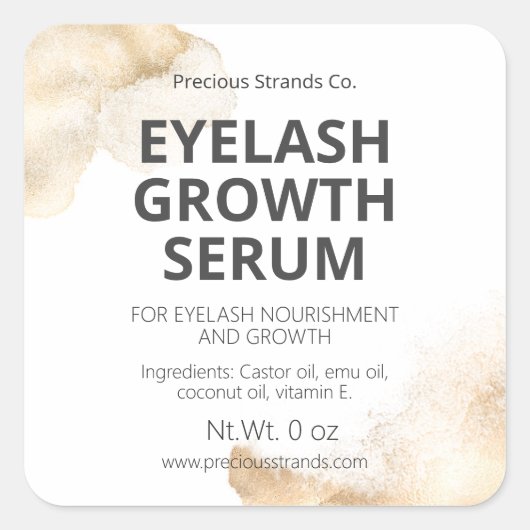 フェイク金ゴールドインキまつげ眉毛または育毛血清 スクエアシール (正面)