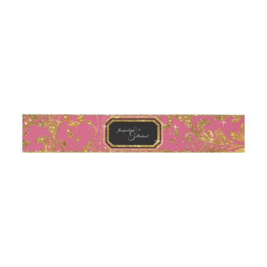 フェイク金ゴールドエレガントグリッタースクロ結婚ール 招待状ベリーバンド (フラット)