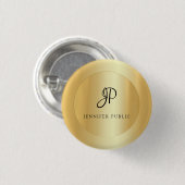 フェイク金ゴールドエレガントテキスト名テンプレートの追加 缶バッジ (正面&裏面)