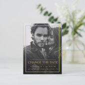 フェイク金ゴールドエレガントフレーム写真の日付の変更 案内ポストカード (スタンド正面)