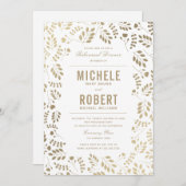 フェイク金ゴールドエレガントフローラリハーサルディナー招待状 招待状 (正面/裏面)