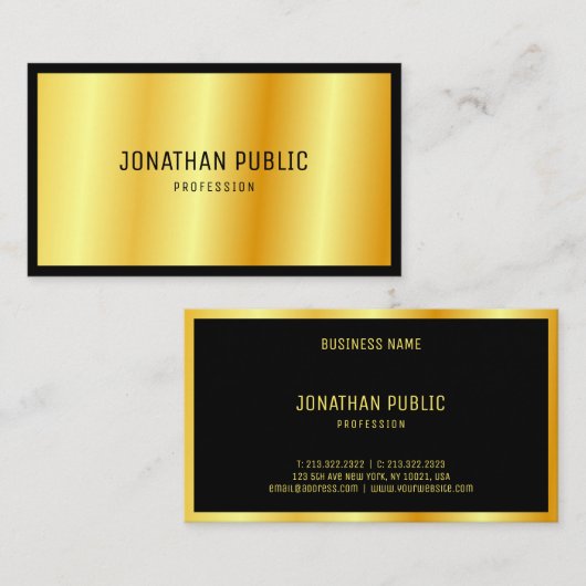 フェイク金ゴールドエレガントプロフェッショナルモダンテンプレート 名刺 (正面/裏面)