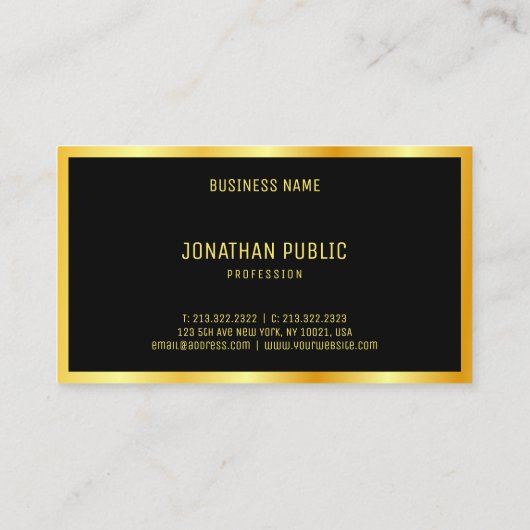 フェイク金ゴールドエレガントプロフェッショナルモダンテンプレート 名刺 (裏面)