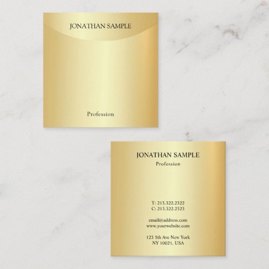フェイク金ゴールドエレガントプロフェッショナルモダン スクエア名刺 (正面/裏面)