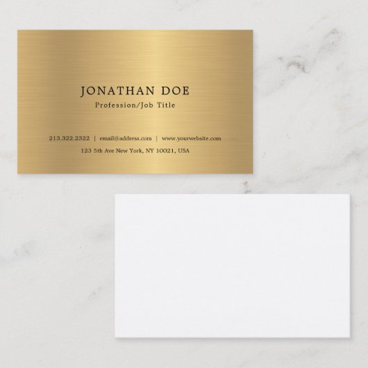 フェイク金ゴールドエレガントミニマルプロフェッショナルテンプレート 名刺 (正面/裏面)