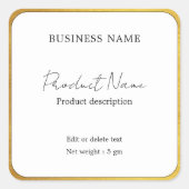 フェイク金ゴールドエレガントミニマル製品ラベル スクエアシール (正面)