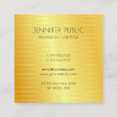 フェイク金ゴールドエレガントモダンテンプレートプロフェッショナル スクエア名刺 (裏面)