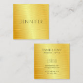 フェイク金ゴールドエレガントモダンテンプレートプロフェッショナル スクエア名刺 (正面/裏面)