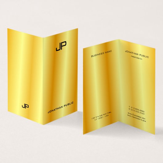 フェイク金ゴールドエレガントモダンプロフェッショナル 名刺 (内部&外部)