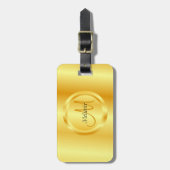 フェイク金ゴールドエレガントモノグモダンラムトレンディーテンプレート ラゲッジタグ (正面縦)