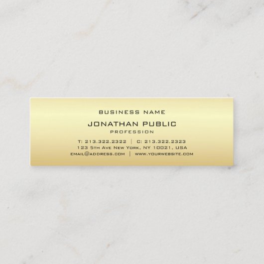 フェイク金ゴールドエレガントモノグラムモダンテンプレート スキニー名刺 (裏面)