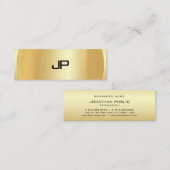 フェイク金ゴールドエレガントモノグラムモダンテンプレート スキニー名刺 (正面/裏面)