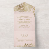 フェイク金ゴールドエレガントヴィンテージ結婚レースすべて オールインワン招待状 (内側)