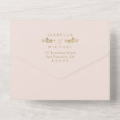 フェイク金ゴールドエレガントヴィンテージ結婚レースすべて オールインワン招待状 (裏面)