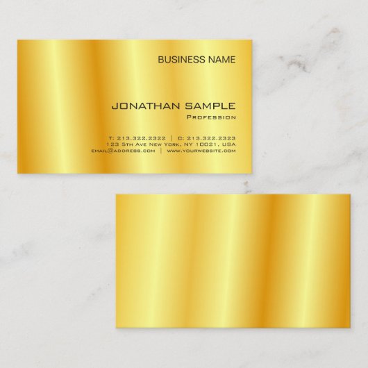 フェイク金ゴールドエレガント会社シンプルテンプレートモダン 名刺 (正面/裏面)