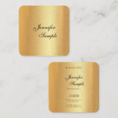 フェイク金ゴールドエレガント手書きスクリプトテンプレート スクエア名刺 (正面/裏面)