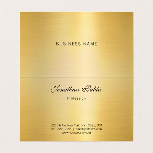 フェイク金ゴールドエレガント手書きスクリプトモノグラム 名刺 (内部フラット)