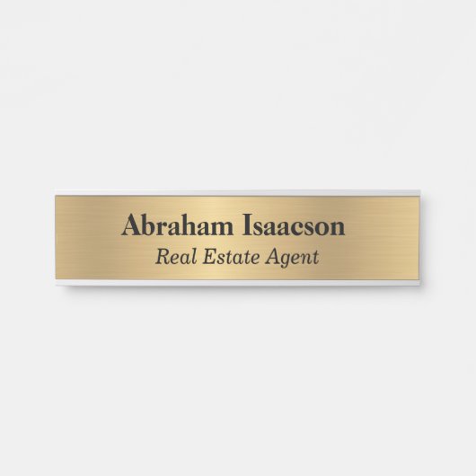 フェイク金ゴールドオフィスのドアの署名エレガント業務 サインプレート (正面)