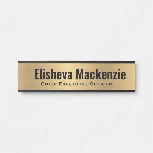 フェイク金ゴールドオフィスのドア名プレート記号 サインプレート (正面)