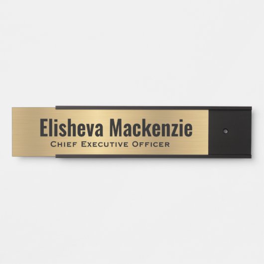フェイク金ゴールドオフィスのドア名プレート記号 サインプレート (正面)