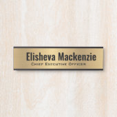 フェイク金ゴールドオフィスのドア名プレート記号 サインプレート (正面)