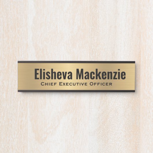 フェイク金ゴールドオフィスのドア名プレート記号 サインプレート (正面)