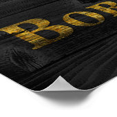 フェイク金ゴールドオポップ・アートのフア生まれートは野生の灰色の木製 ポスター (角)