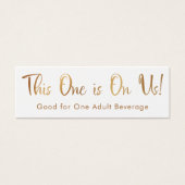 フェイク金ゴールドオンホワイトドリンクチケットカードの挿入 (正面)