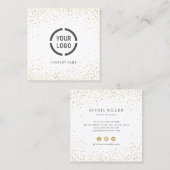 フェイク金ゴールドカスタムグリッター会社ロゴプロフェッショナル スクエア名刺 (正面/裏面)