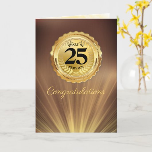 フェイク金ゴールドカスタム年勤続記念日カード カード (黄色い花)