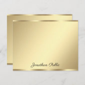 フェイク金ゴールドカスタム手書きテンプレートスクリプト ノートカード (正面/裏面)