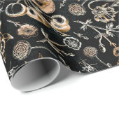 フェイク金ゴールドカブトムシ花葉さくらんぼフルーツ ラッピングペーパー (ロールコーナー)