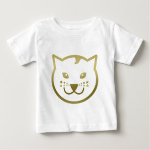 フェイク金ゴールドキャット顔カスタム – 背景色 ベビーTシャツ