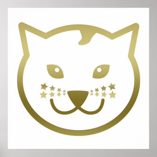フェイク金ゴールドキャット顔カスタム – 背景色 ポスター (正面)