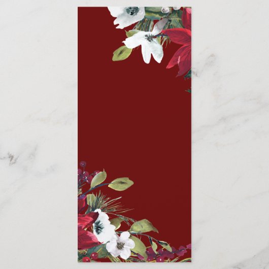 フェイク金ゴールドクリスマス結婚休暇カード メニュー (裏面)