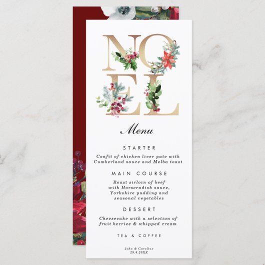 フェイク金ゴールドクリスマス結婚休暇カード メニュー (正面/裏面)