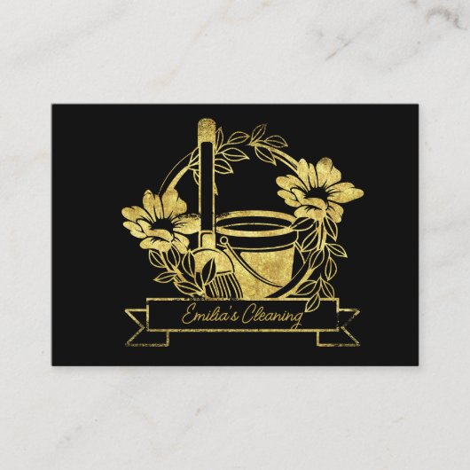 フェイク金ゴールドクリーニングフローラブロムパイルロゴ 名刺 (正面)
