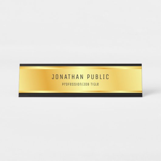 フェイク金ゴールドグモダンラエレガントマートレンディーテンプレート デスクネームプレート (正面)