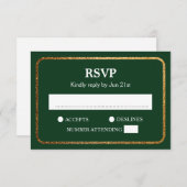 フェイク金ゴールドグモダンリーンエレガントな結婚式 出欠カード (正面/裏面)