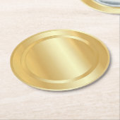 フェイク金ゴールドグラマテンプレートエレガントトレンディー ラウンドペーパーコースター (アングル)
