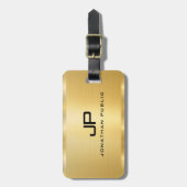 フェイク金ゴールドグラマーテンプレートモノグラモダンム ラゲッジタグ (正面縦)
