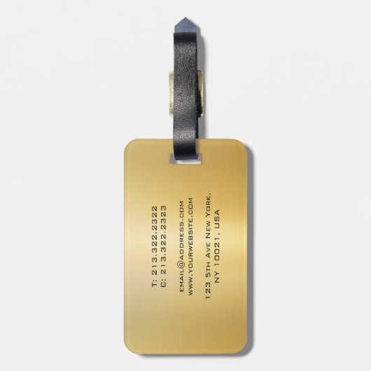 フェイク金ゴールドグラマーテンプレートモノグラモダンム ラゲッジタグ (裏面縦)