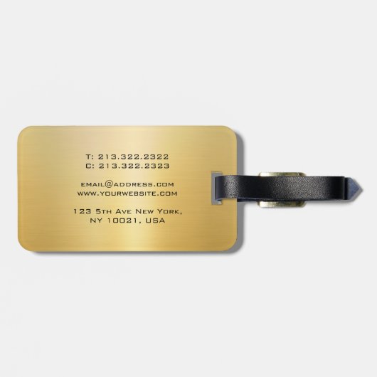 フェイク金ゴールドグラマーテンプレートモノグラモダンム ラゲッジタグ (裏面横)