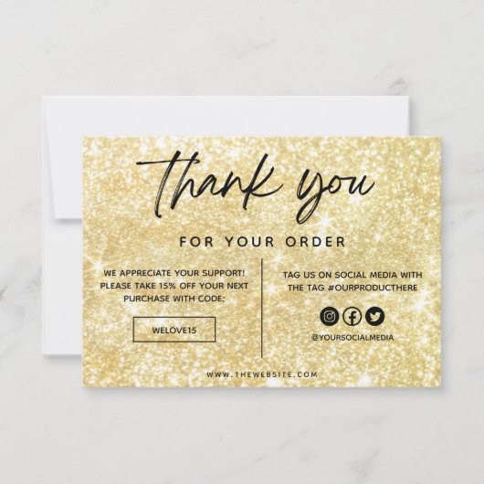 フェイク金ゴールドグリッターありがとうございますメディア挿入 (正面)