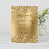 フェイク金ゴールドグリッターとフォイル50誕生日 招待状 (スタンド正面)