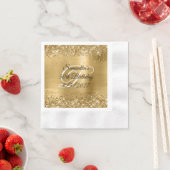 フェイク金ゴールドグリッターとフォイル50誕生日 縁ありカクテルナプキン (インサイチュ)