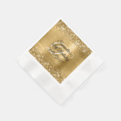 フェイク金ゴールドグリッターとフォイル50誕生日 縁ありカクテルナプキン (角)